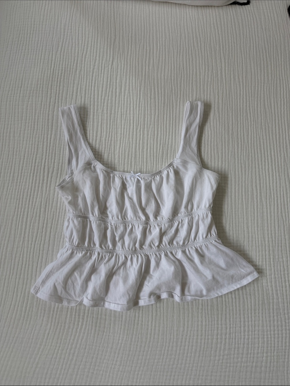 Sunday Best White Peplum Tank Top with Scoop Neck